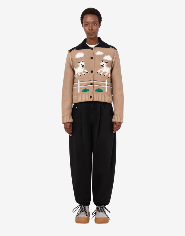 Chaqueta de lana merina extrafina con incrustaciones Beige Moschino 1