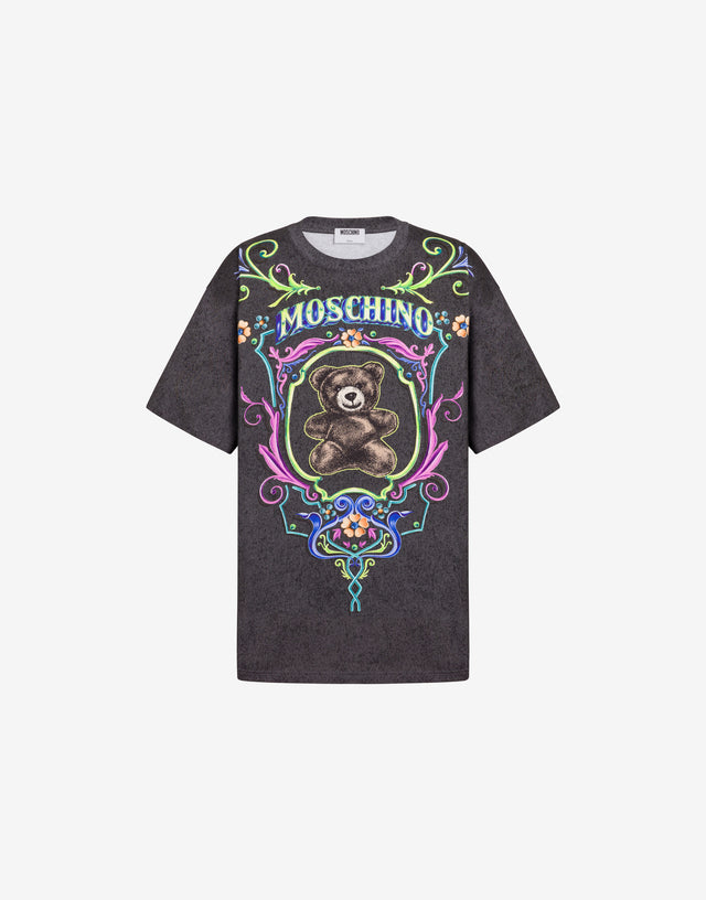 Camiseta de jersey de algodón orgánico Moschino Teddy Bear Negro Moschino 0