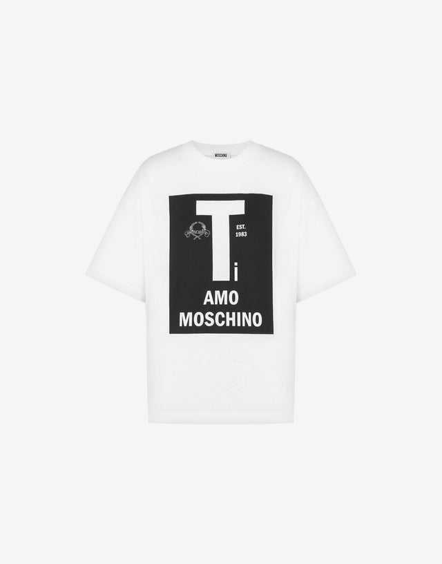 Camiseta estampada de jersey de algodón orgánico Blanco Moschino 0