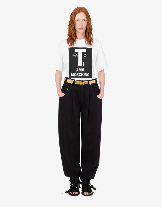 Camiseta estampada de jersey de algodón orgánico Blanco Moschino 1