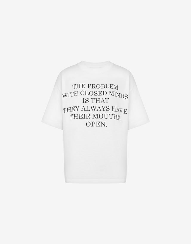 Slogan Organic Cotton Jersey T-Shirt White Moschino 0
