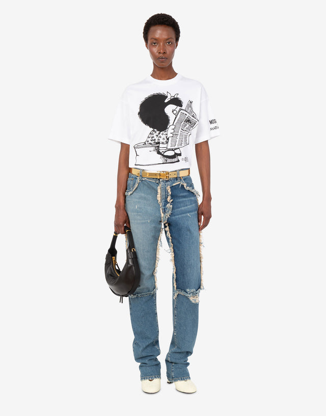 Mafalda Cotton Jersey T-Shirt White Moschino 1