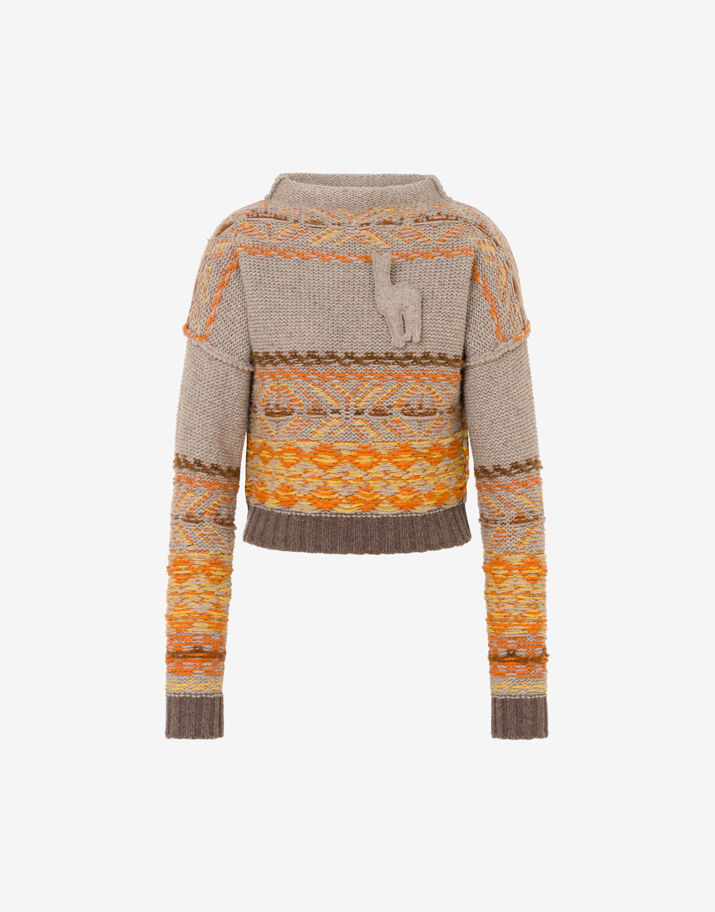 Inlaid wool-and-silk blend sweater