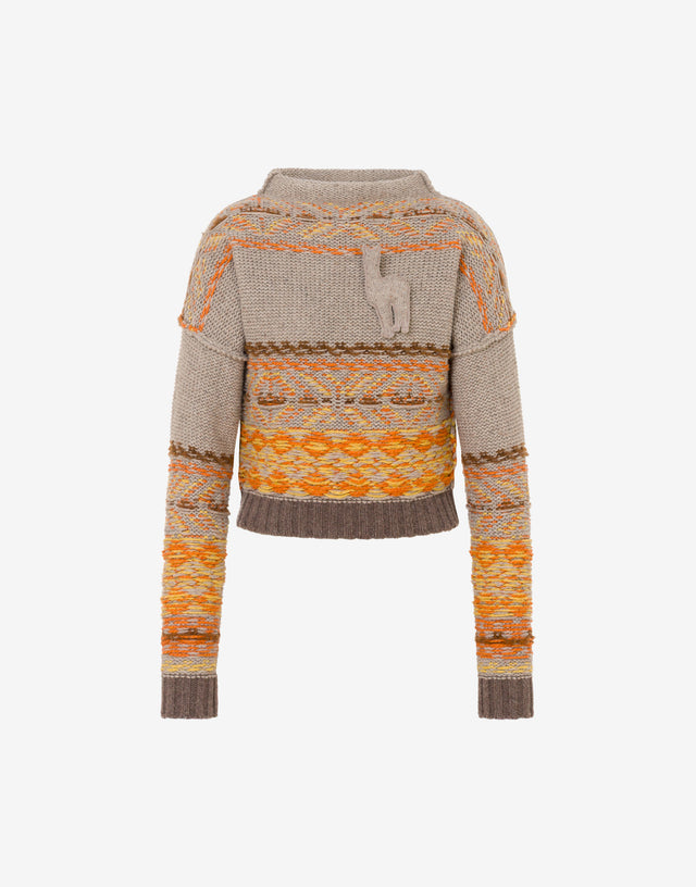 Jersey de mezcla de lana y seda con motivos calados Beige Moschino 0