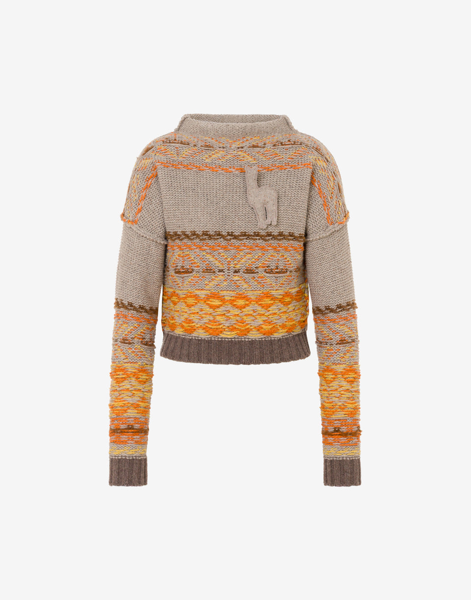 Inlaid wool-and-silk blend sweater  Moschino 0