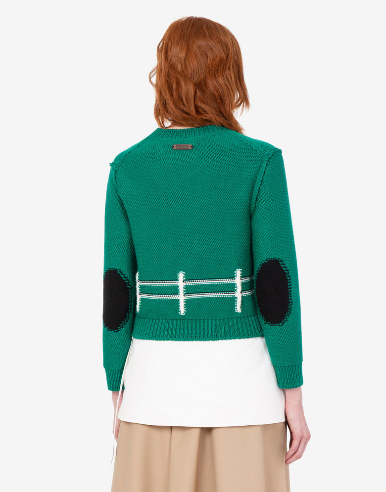 Extra-fine merino wool intarsia sweater Bottle green Moschino 3