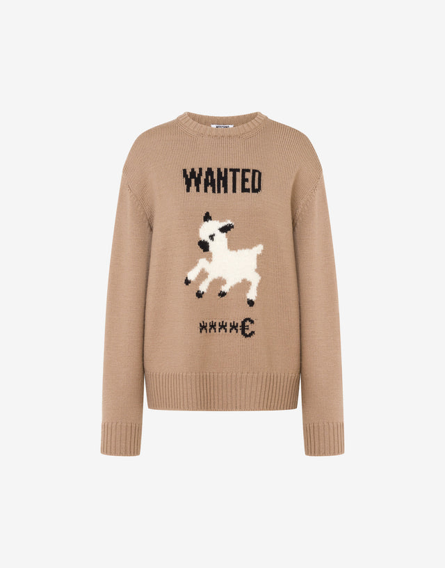 Jersey de lana merina extrafina con motivos intrincados Beige Moschino 0