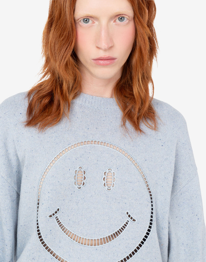 Smiley® Wool-and-Silk Blend Sweater Azure Moschino 4