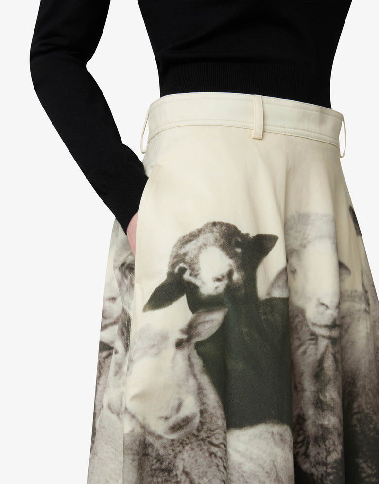 Falda de gabardina de algodón estampada Gris Moschino 3
