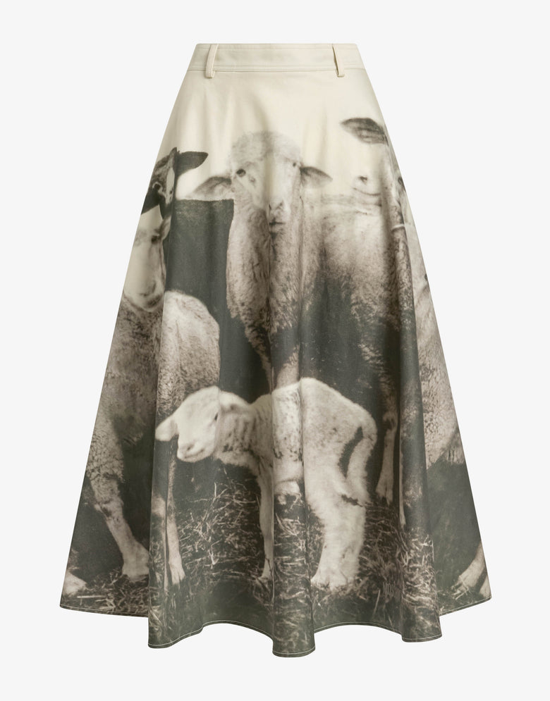 Falda de gabardina de algodón estampada Gris Moschino 4