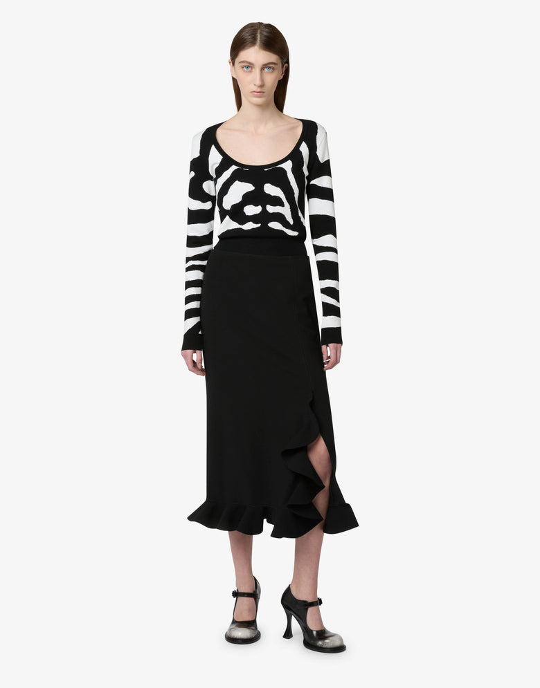 Crepe skirt with ruffles Black Moschino 3