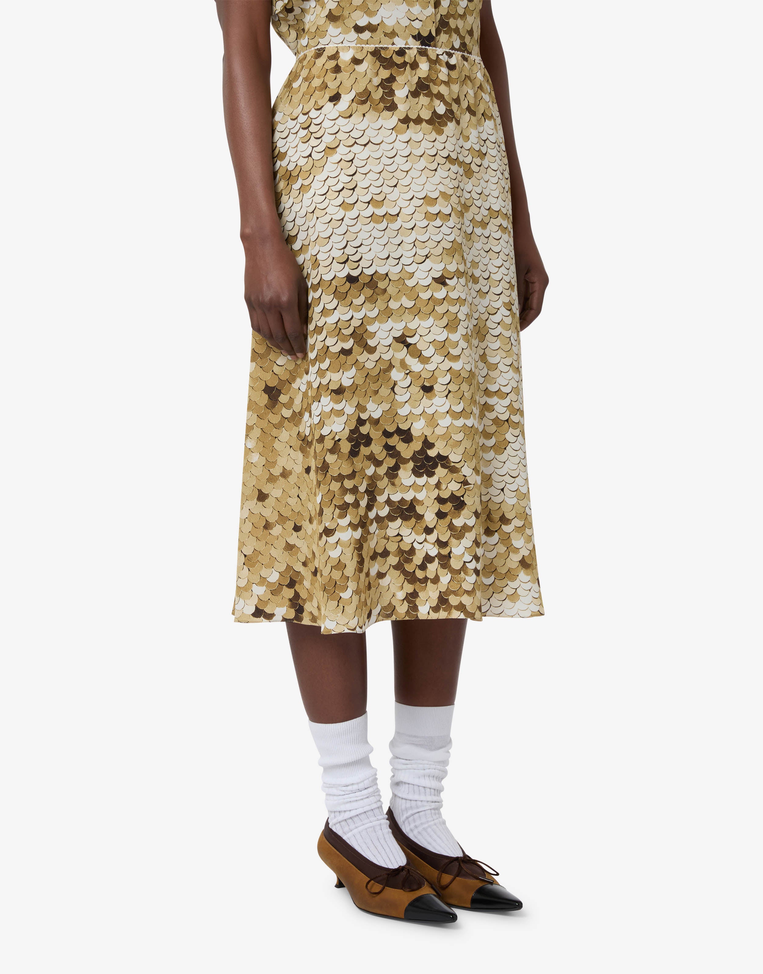 Falda de crepé de seda estampado