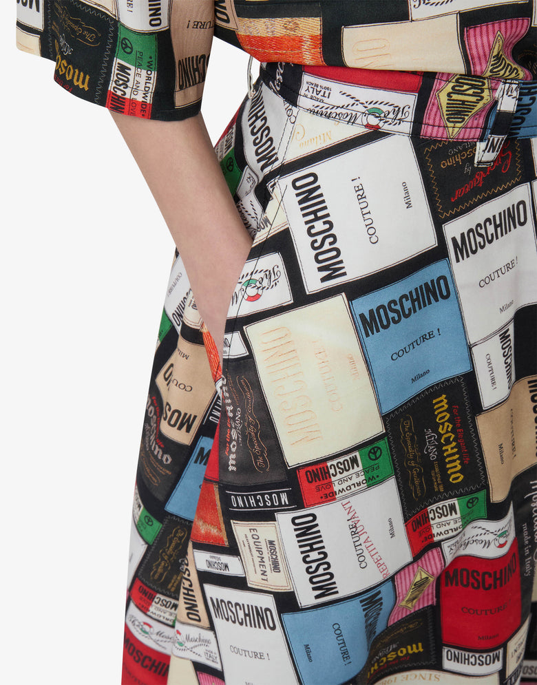 印花棉质加巴甸裙 钢灰色 Moschino 2