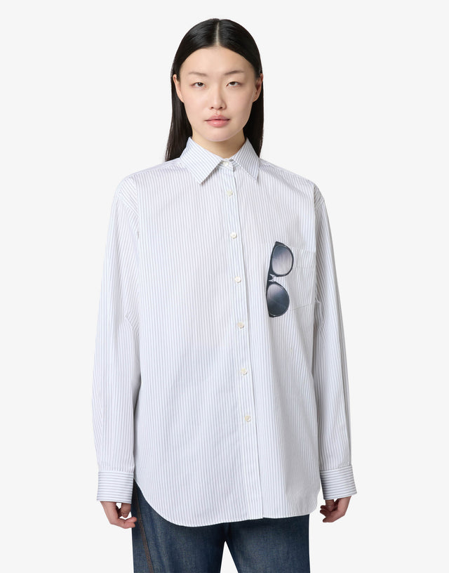印花棉府绸衬衫 白色 Moschino 0
