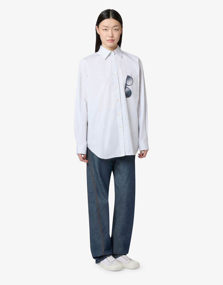 印花棉府绸衬衫 白色 Moschino 3