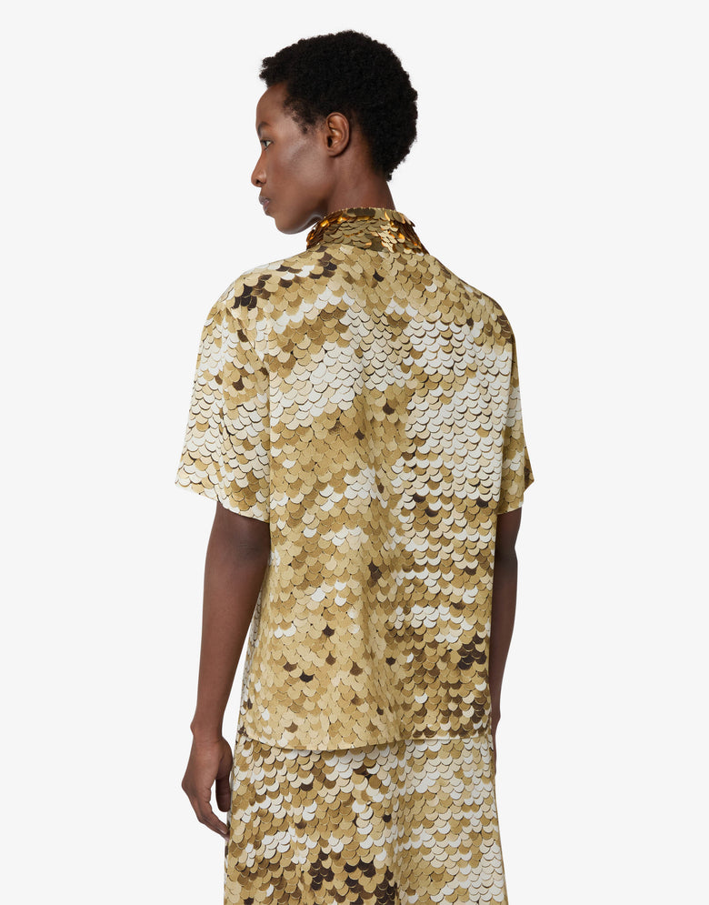Camisa de crepé de China estampada Gold Moschino 1