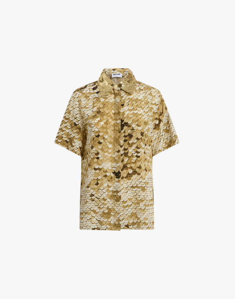 Camisa de crepé de China estampada Gold Moschino 4