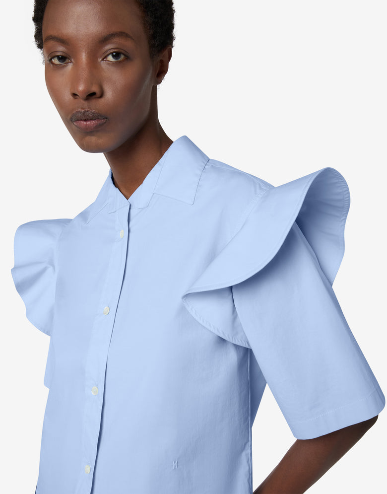 Cotton poplin shirt with ruffles Baby Blue Moschino 2