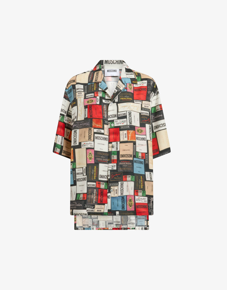 Camisa de seda estampada Gris Moschino 4