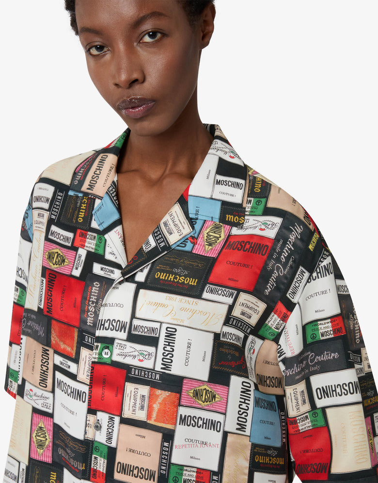 Camisa de seda estampada Gris Moschino 2