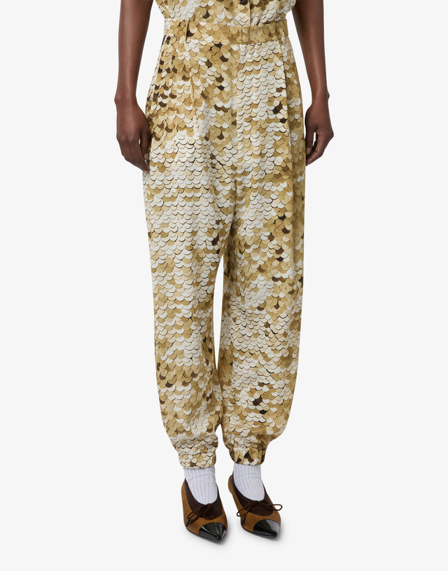 印花绉纱长裤 金色 Moschino 0