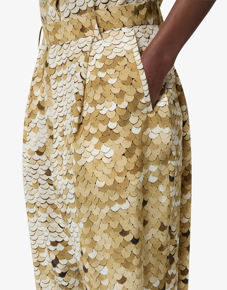 Printed crepe de chine pants Gold Moschino 2