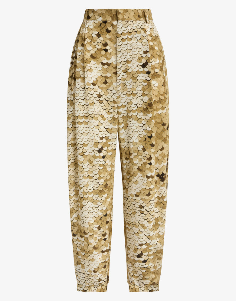 Printed crepe de chine pants Gold Moschino 4