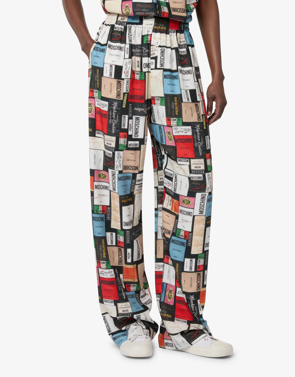 Pantalones de seda estampados Gris acero Moschino 0
