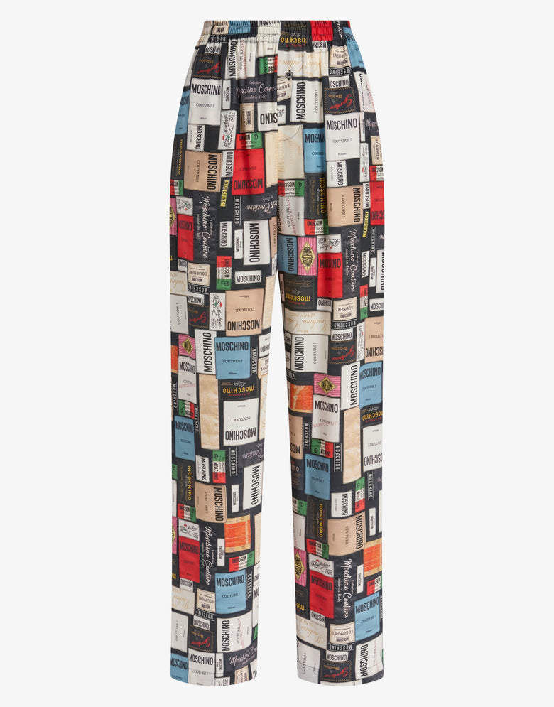 Pantalones de seda estampados Gris acero Moschino 4