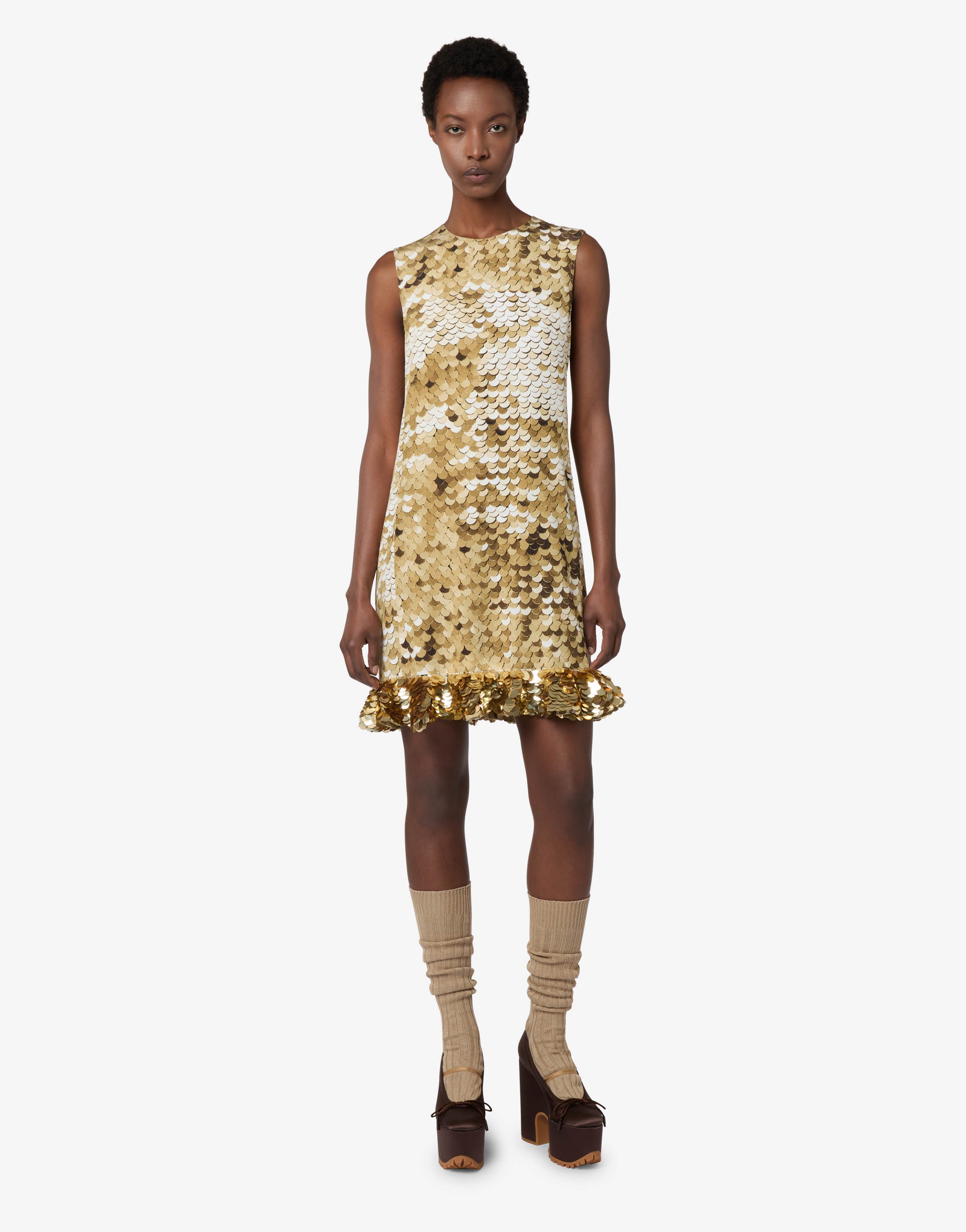 MOSCHINOフリルデザイン パーティードレス 黒 茶色 Moschino US | Women's designer dresses