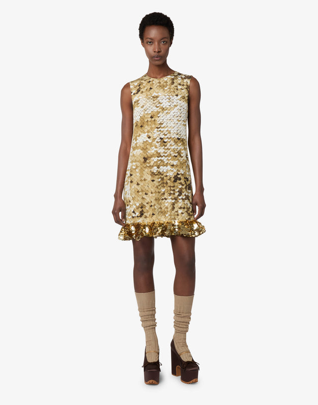 Vestido de crepé de China estampado Gold Moschino 0