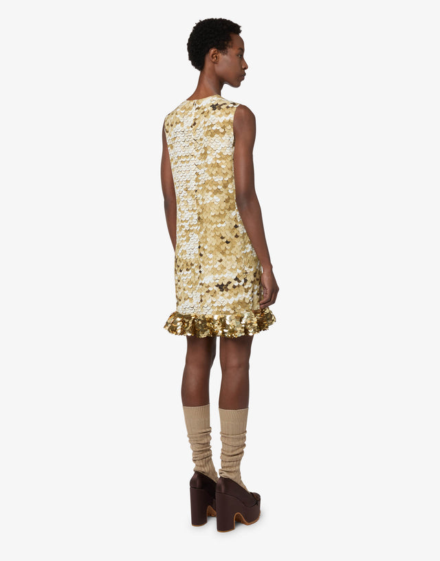 Vestido de crepé de China estampado Gold Moschino 1