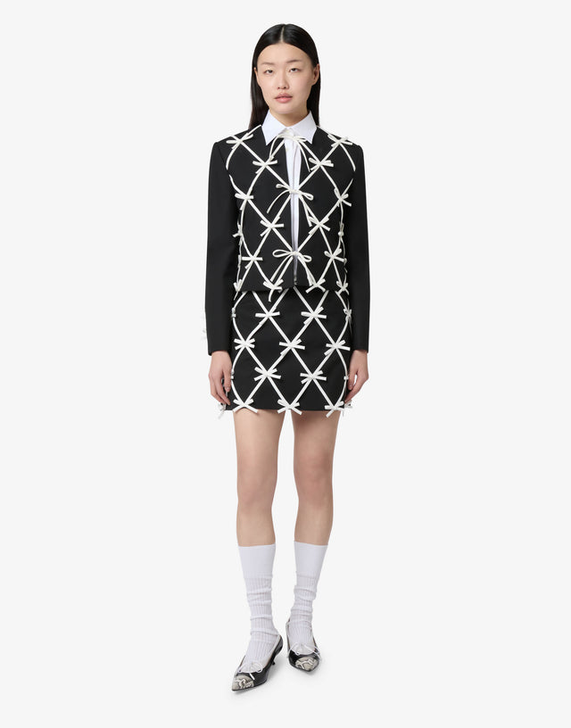 Chaqueta de paño de lana con lazos Negro Moschino 0