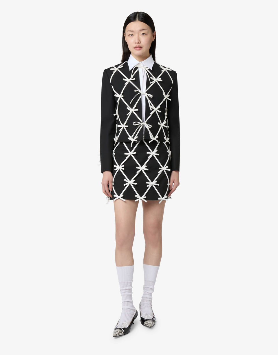 Wool-blend jacket with bows Black Moschino 0