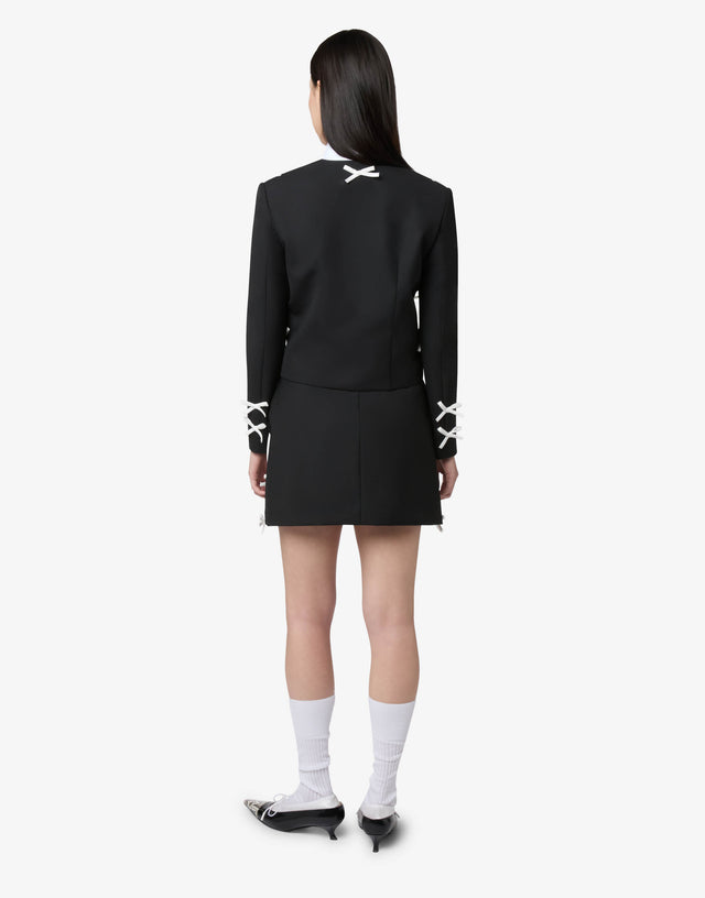 Chaqueta de paño de lana con lazos Negro Moschino 1