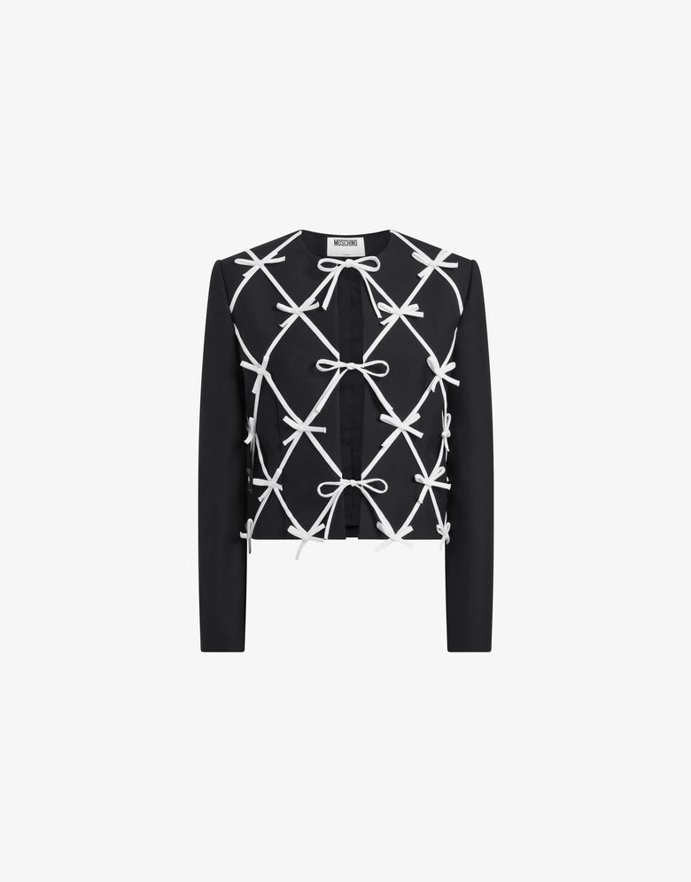 Wool-blend jacket with bows Black Moschino 3