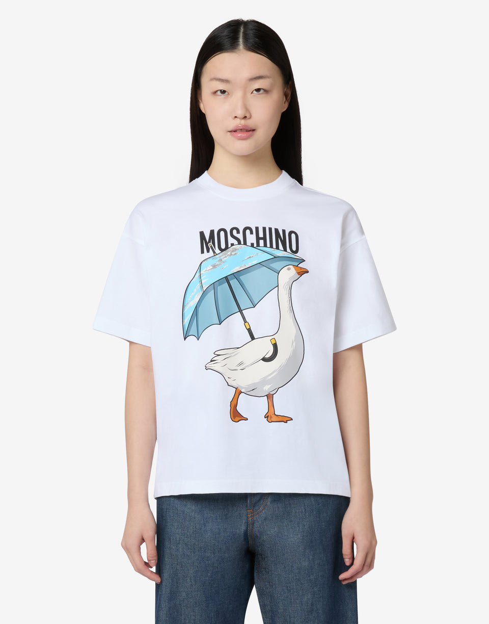 Goose有机棉平纹针织T恤 白色 Moschino 0