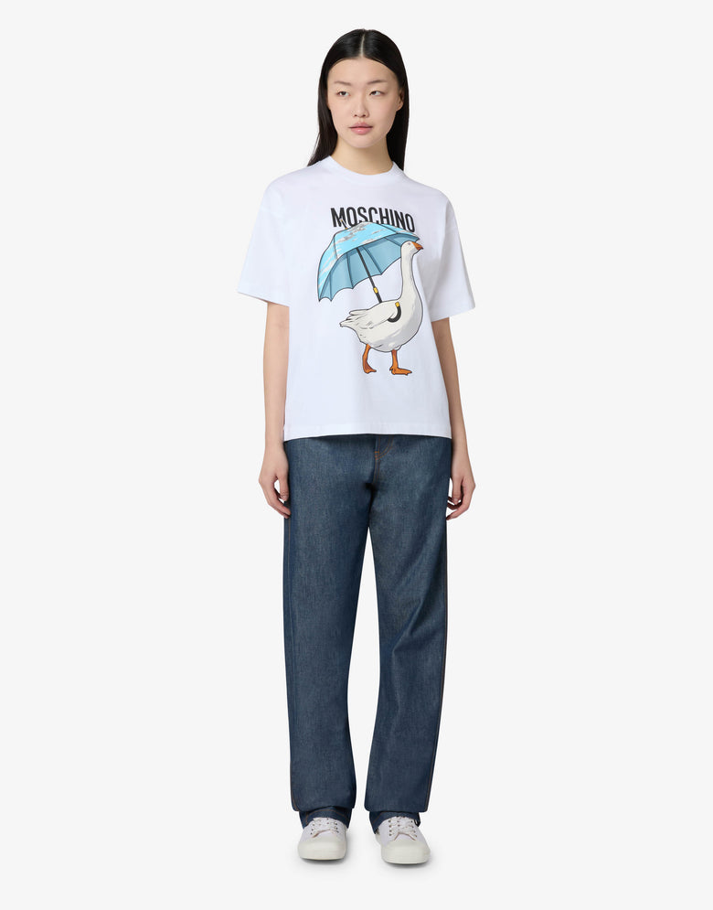 Goose有机棉平纹针织T恤 白色 Moschino 3