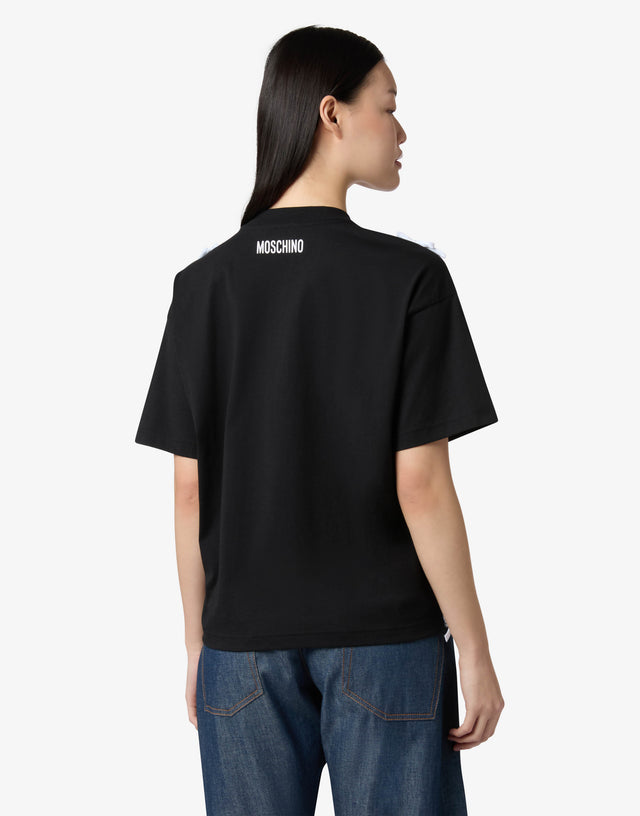 有机棉平纹针织T恤，饰有蝴蝶结 黑色 Moschino 1
