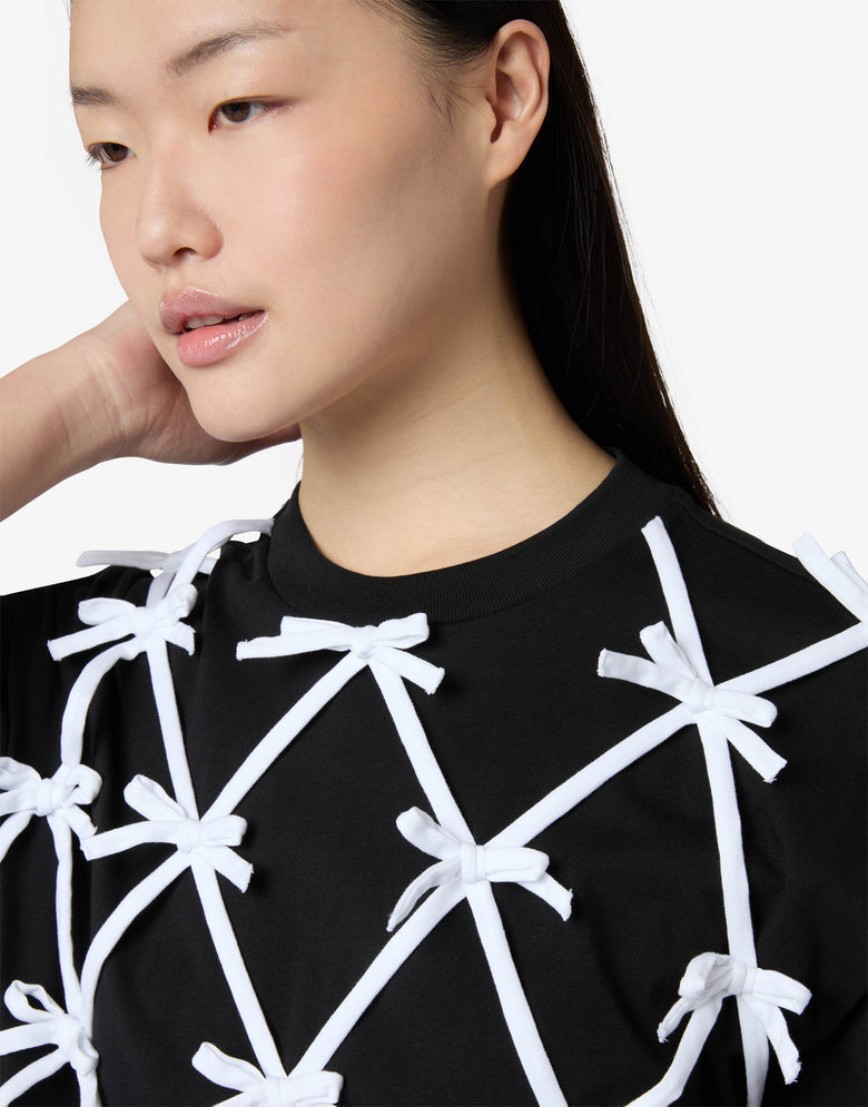 有机棉平纹针织T恤，饰有蝴蝶结 黑色 Moschino 2