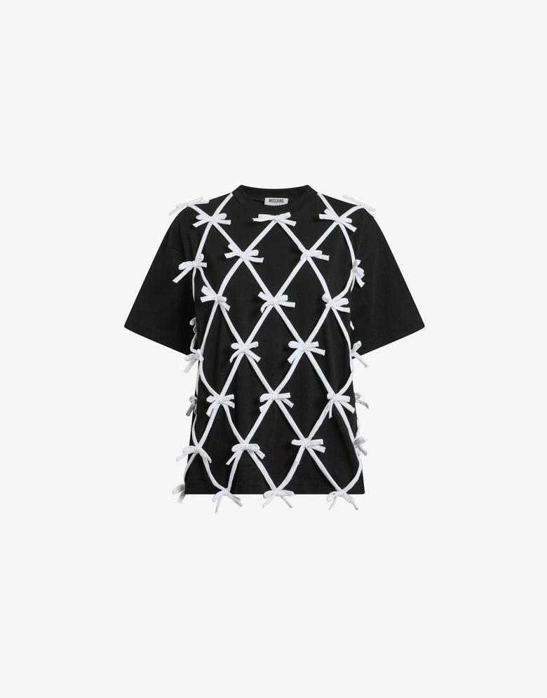 有机棉平纹针织T恤，饰有蝴蝶结 黑色 Moschino 4