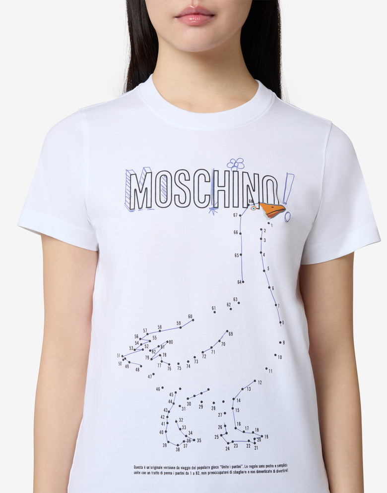 Camiseta de jersey de algodón orgánico Goose Blanco Moschino 2