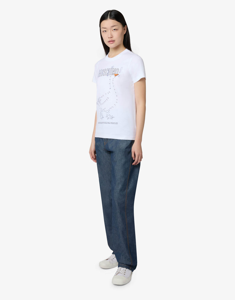 Camiseta de jersey de algodón orgánico Goose Blanco Moschino 3