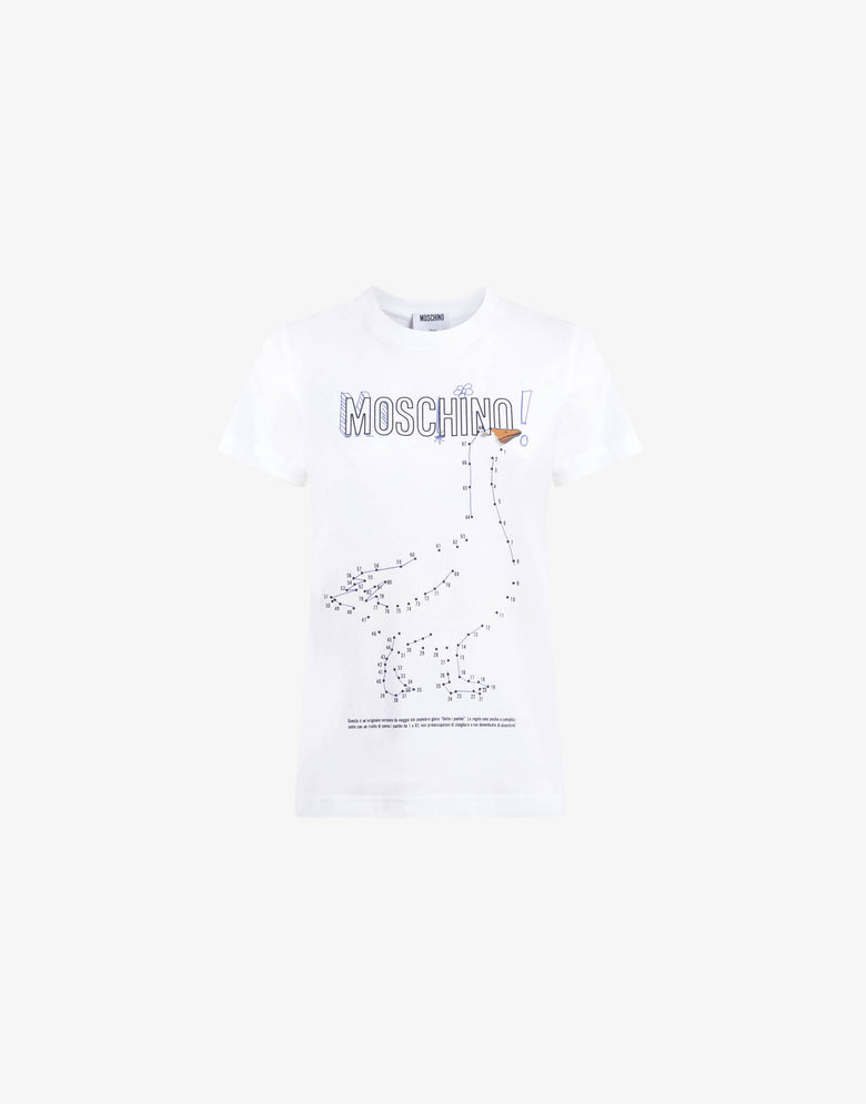 Camiseta de jersey de algodón orgánico Goose Blanco Moschino 4