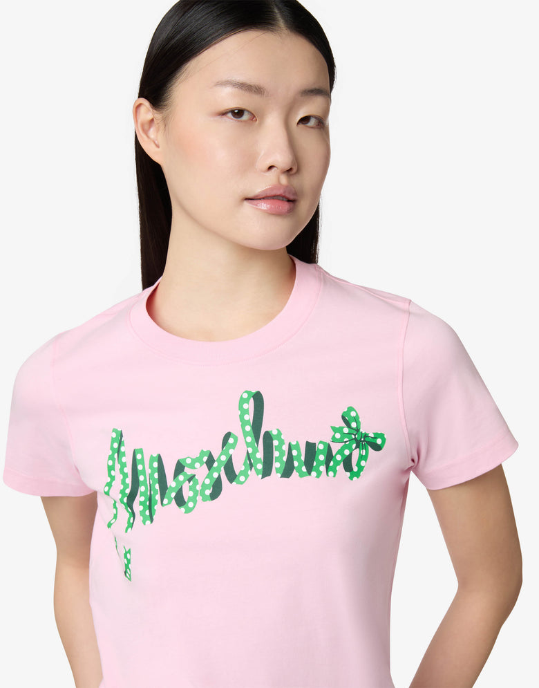印花有机棉平纹针织T恤 粉红色 Moschino 2