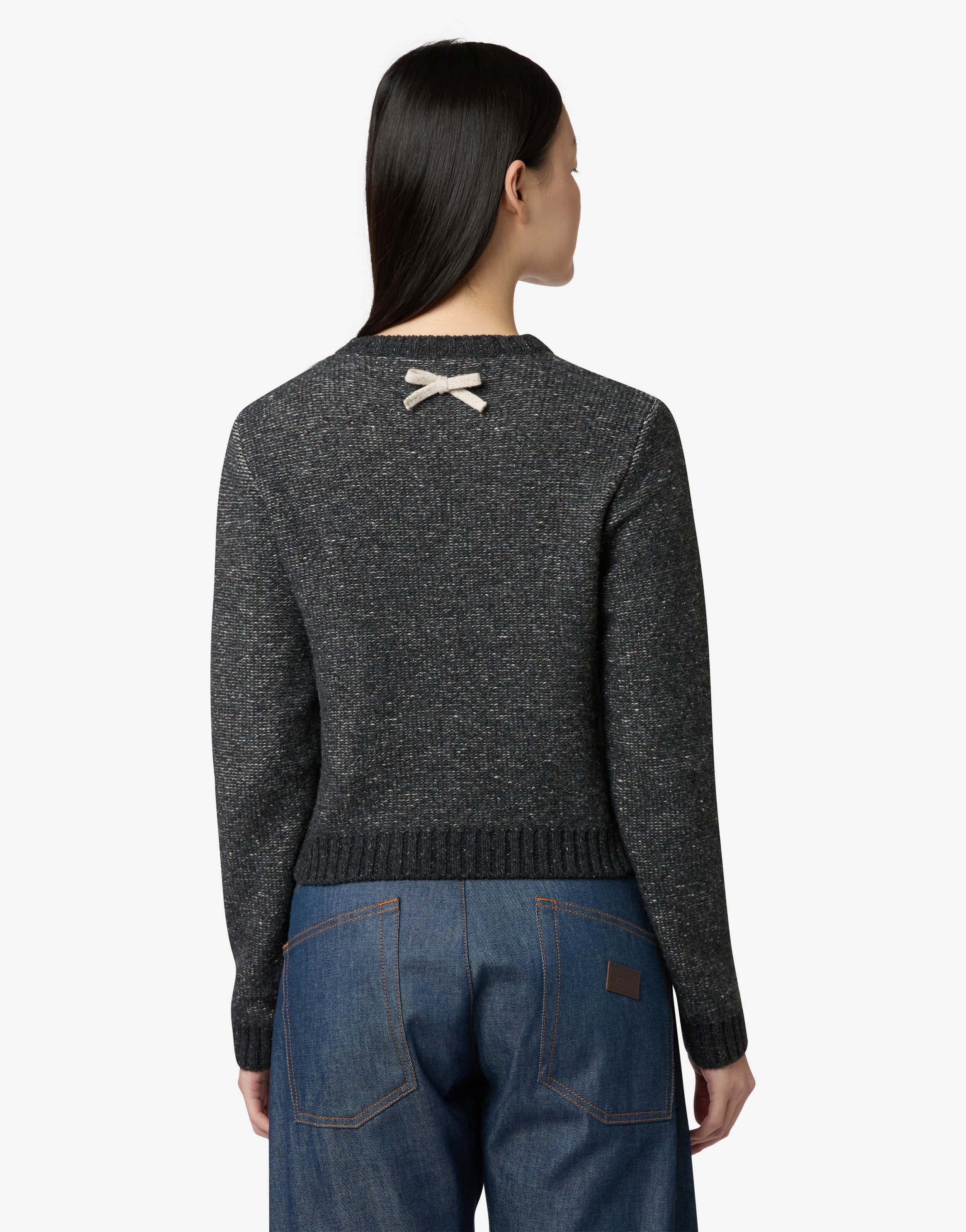 Wool-and-silk blend sweater with bows | Moschino