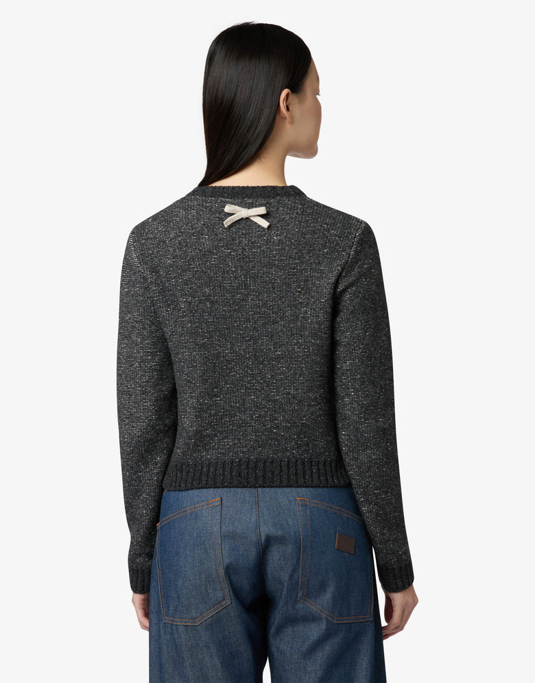 Jersey de mezcla de lana y seda con lazos Gris plomo Moschino 1