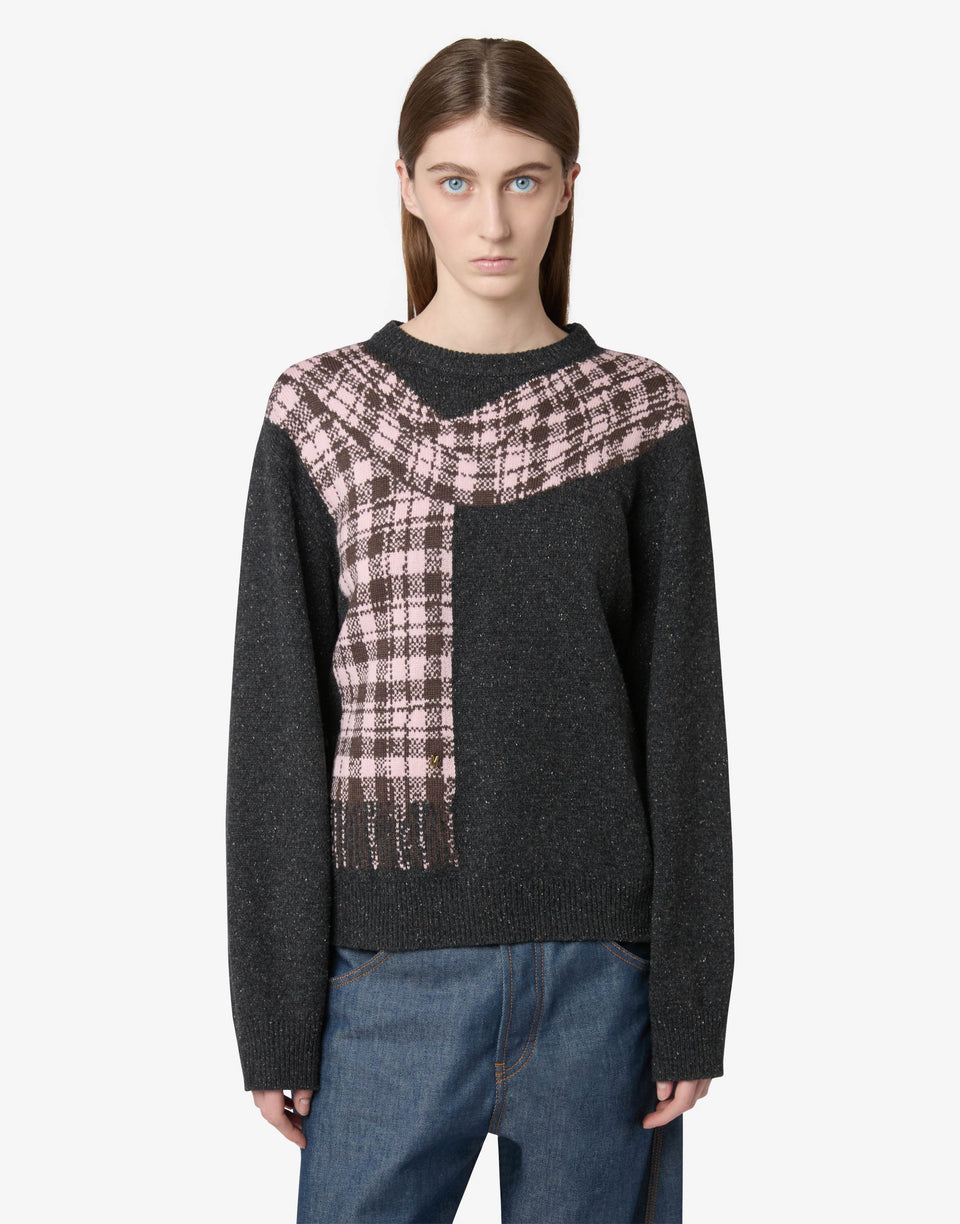 Jersey de mezcla de lana y seda con motivos bordados Gris Moschino 0