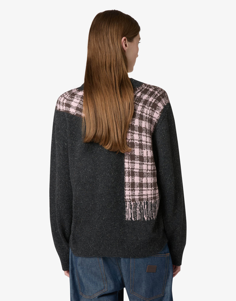 Jersey de mezcla de lana y seda con motivos bordados Gris Moschino 1