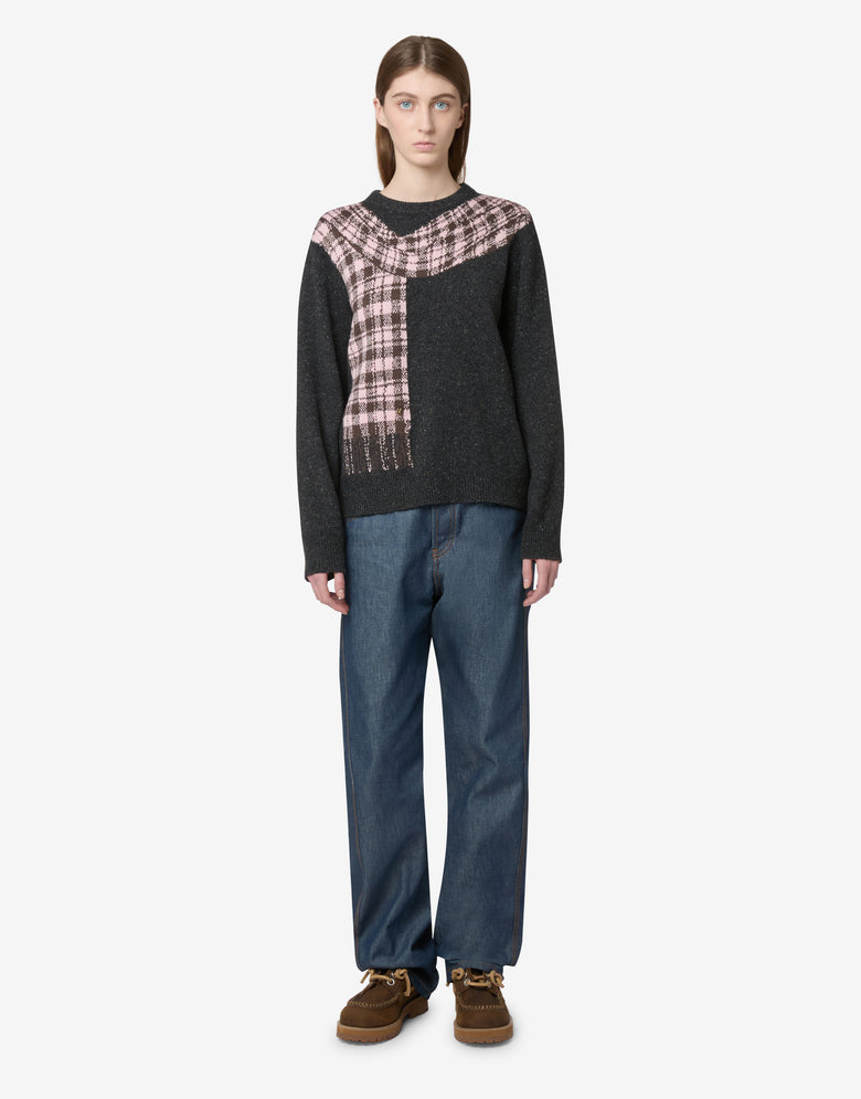 Jersey de mezcla de lana y seda con motivos bordados Gris Moschino 3